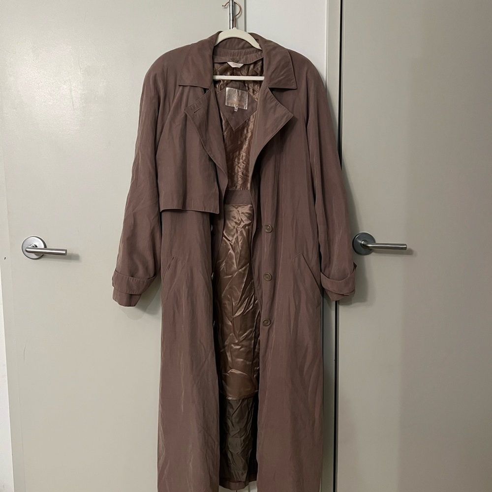 SOLD Brown Trench Coat with Wide Lapel and Full Length